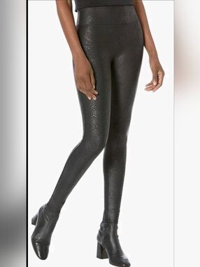 SPANX Black High-Waist Snake Textured Leggings Size L